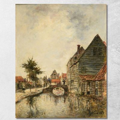 Inner Canal Of The City Of Dordrecht Johan Barthold Jongkind jbj11 canvas print 