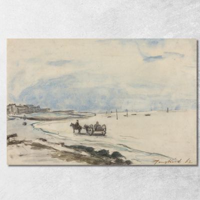 Cart On The Beach At Etretat Johan Barthold Jongkind jbj12 canvas print 