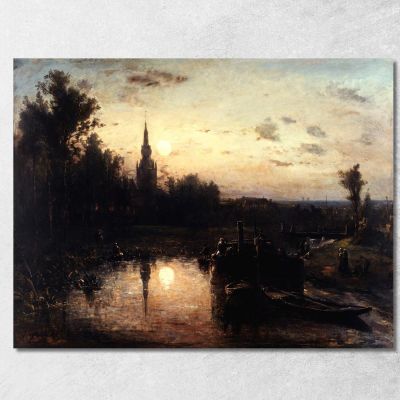 Moonlight In Overschie Surroundings Of Rotterdam Johan Barthold Jongkind jbj14 canvas print 