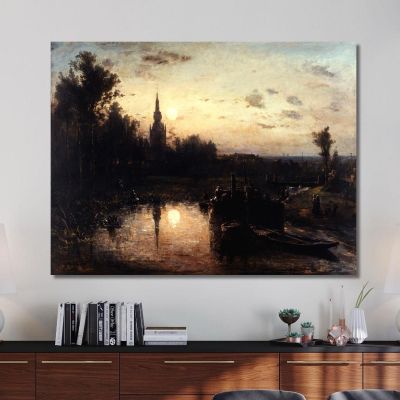 Moonlight In Overschie Surroundings Of Rotterdam Johan Barthold Jongkind jbj14 canvas print 