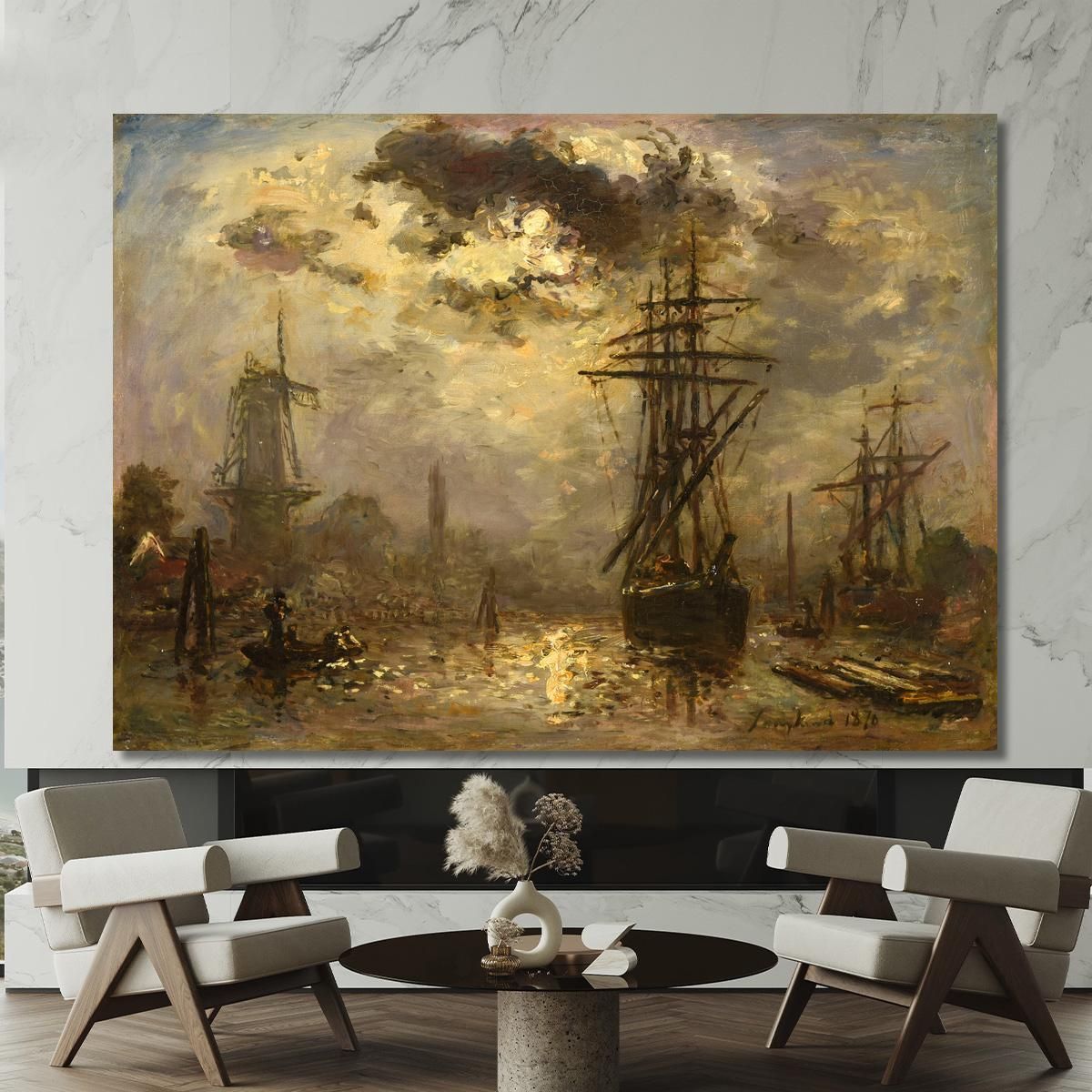 The Windmills Of Rotterdam Johan Barthold Jongkind jbj43 canvas print 