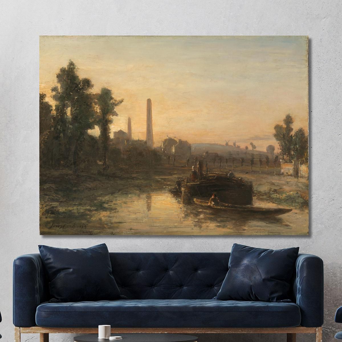 River View In France Possibly Near Pontoise Johan Barthold Jongkind jbj56 canvas print 