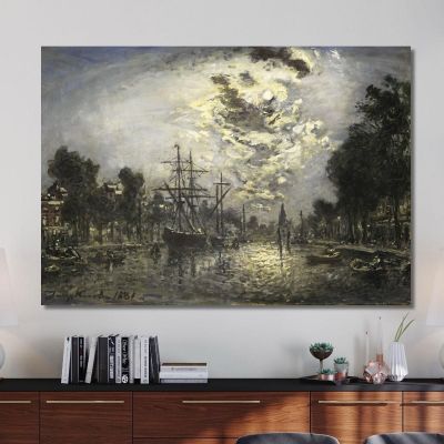Rotterdam In The Moonlight Johan Barthold Jongkind jbj58 canvas print 