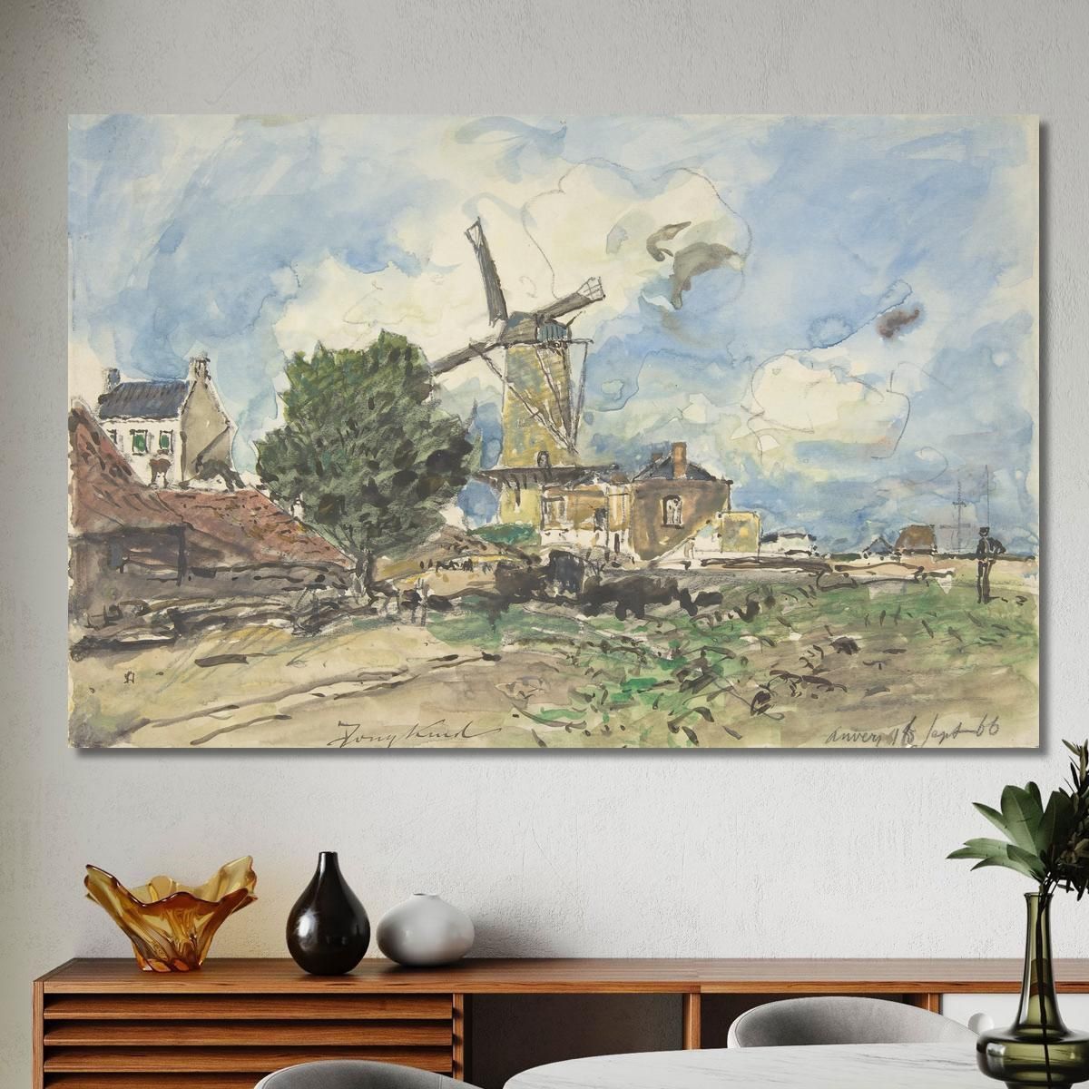 Wind Mill At Antwerp Johan Barthold Jongkind jbj77 canvas print 