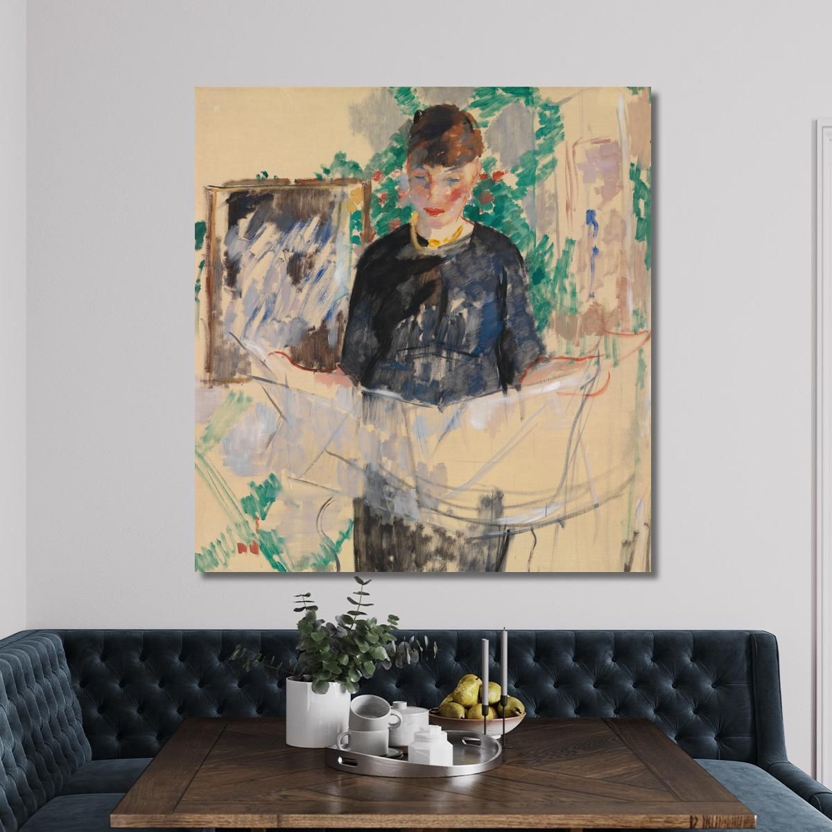 Woman In Black Reading A Newspaper Rik Wouters rwo38 canvas print 