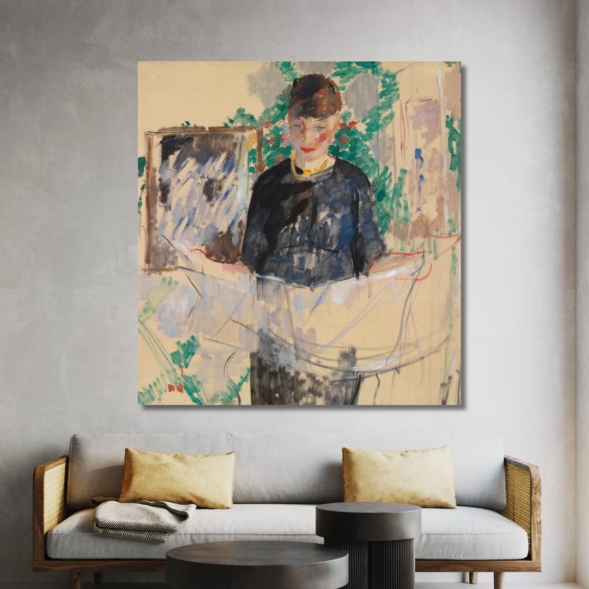 Woman In Black Reading A Newspaper Rik Wouters rwo38 canvas print 