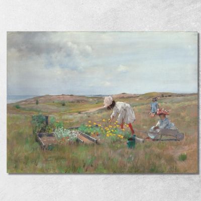 Gathering Flowers Shinnecock Long Island William Merritt Chase wmc21 canvas print 