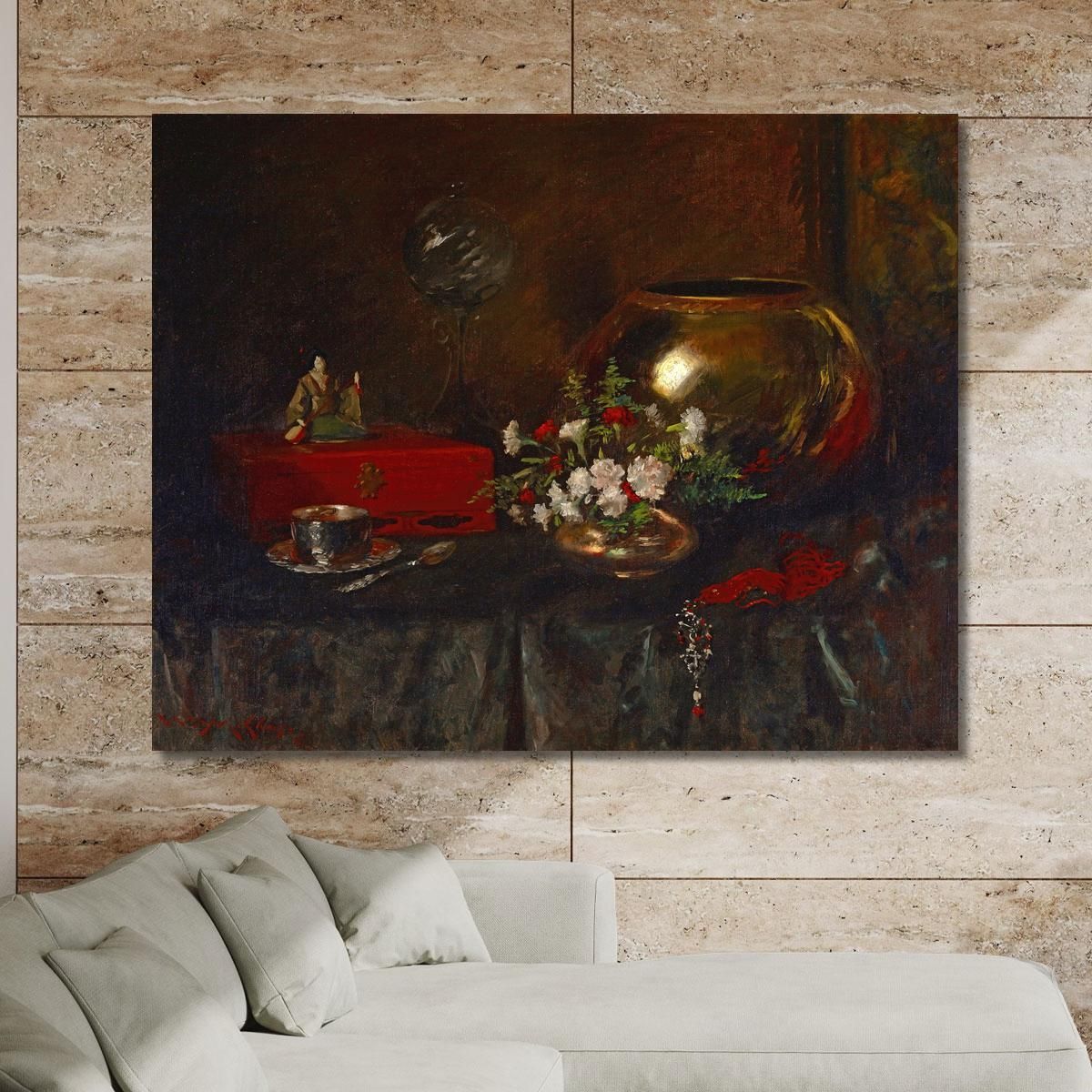 Still Life Brass Bowl William Merritt Chase wmc76 canvas print 