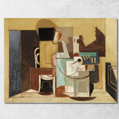 Figure Sitting At A Round Table Louis Marcoussis lmr32 canvas print 