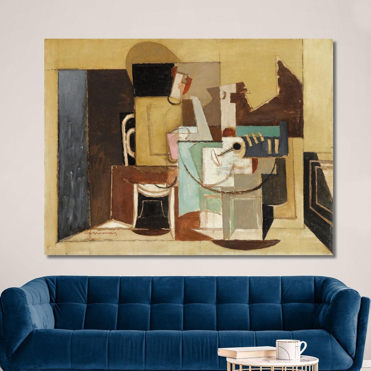 Figure Sitting At A Round Table Louis Marcoussis lmr32 canvas print 