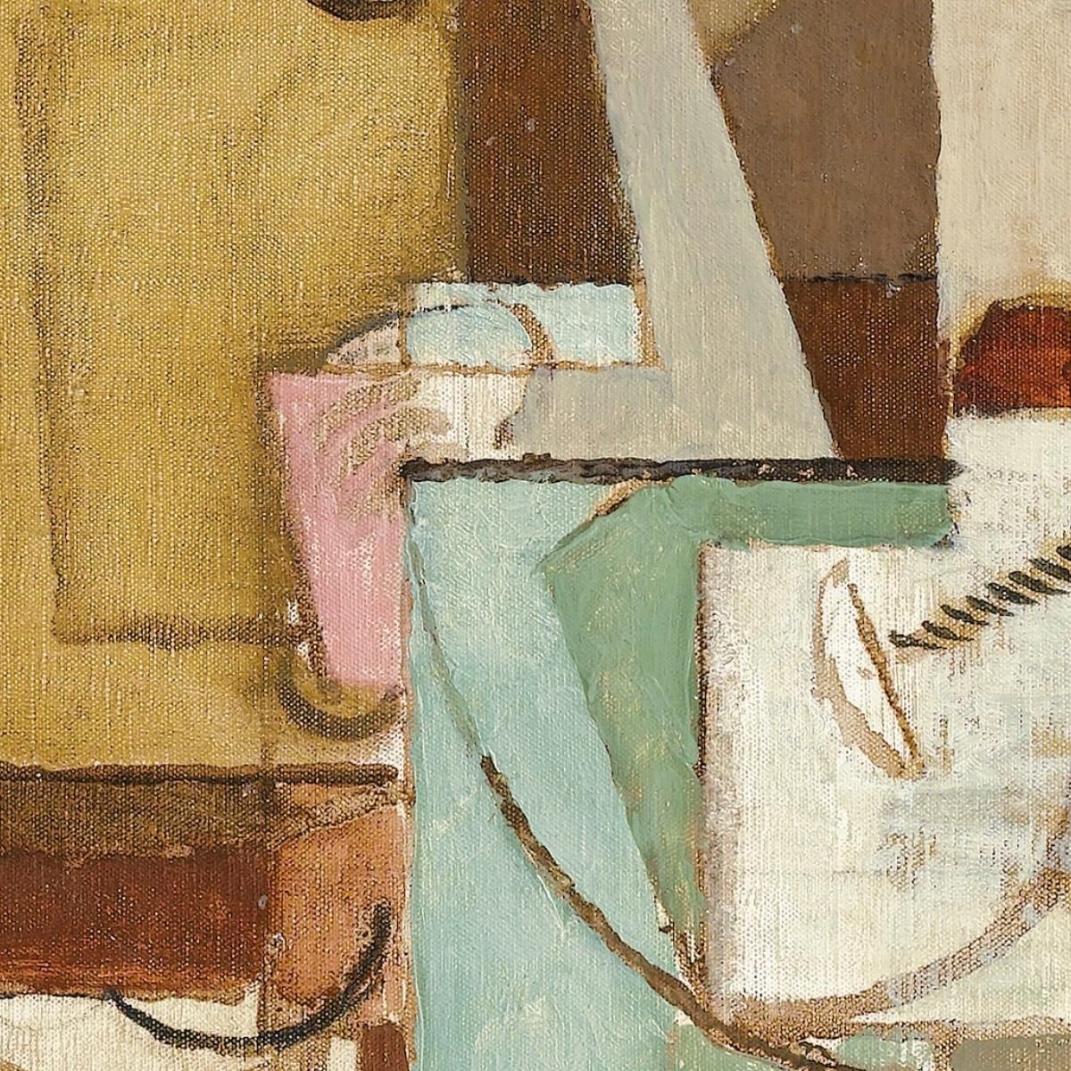 Figure Sitting At A Round Table Louis Marcoussis lmr32 canvas print