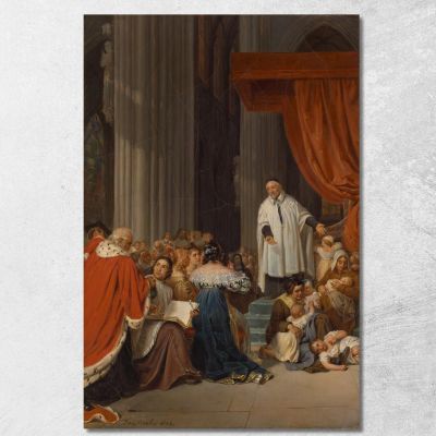 Saint Vincent De Paul Preaching To The Court Of Louis Xiii On Behalf Of The Abandoned Children Paul Delaroche pdl18 canvas prin