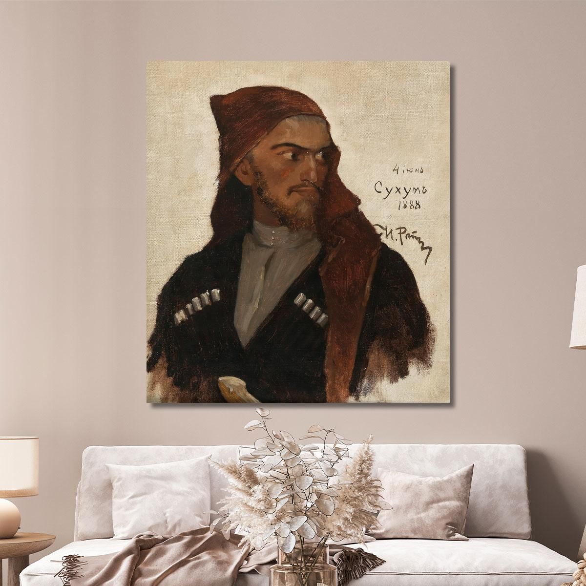 Portrait Of A Kabardian Prince Ilya Efimovich Repin ier9 canvas print 
