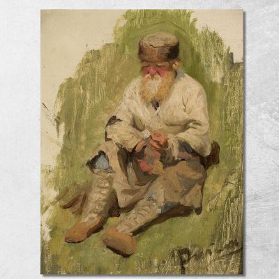 Study Of A Peasant On The Grass Ilya Efimovich Repin ier23 canvas print 