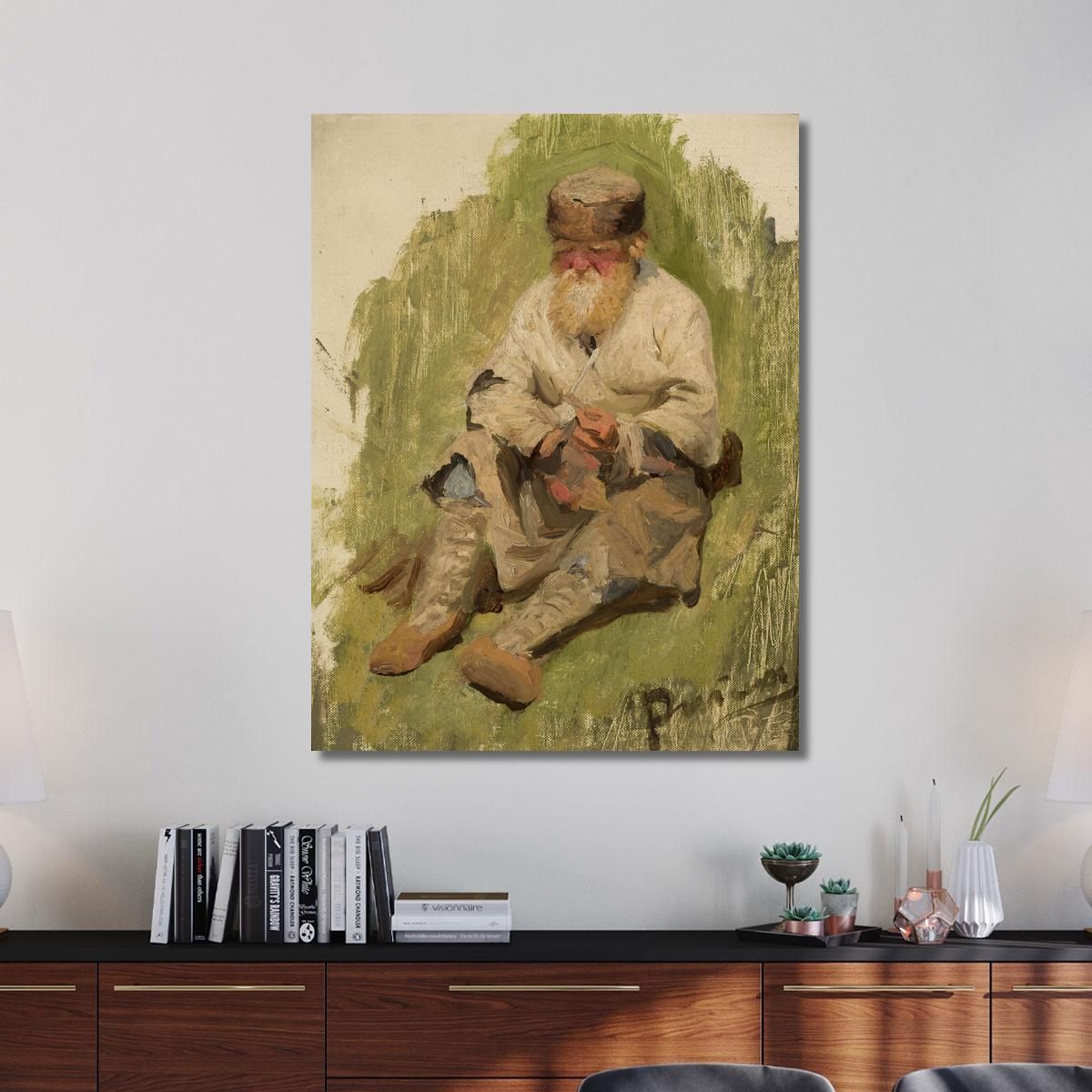 Study Of A Peasant On The Grass Ilya Efimovich Repin ier23 canvas print 