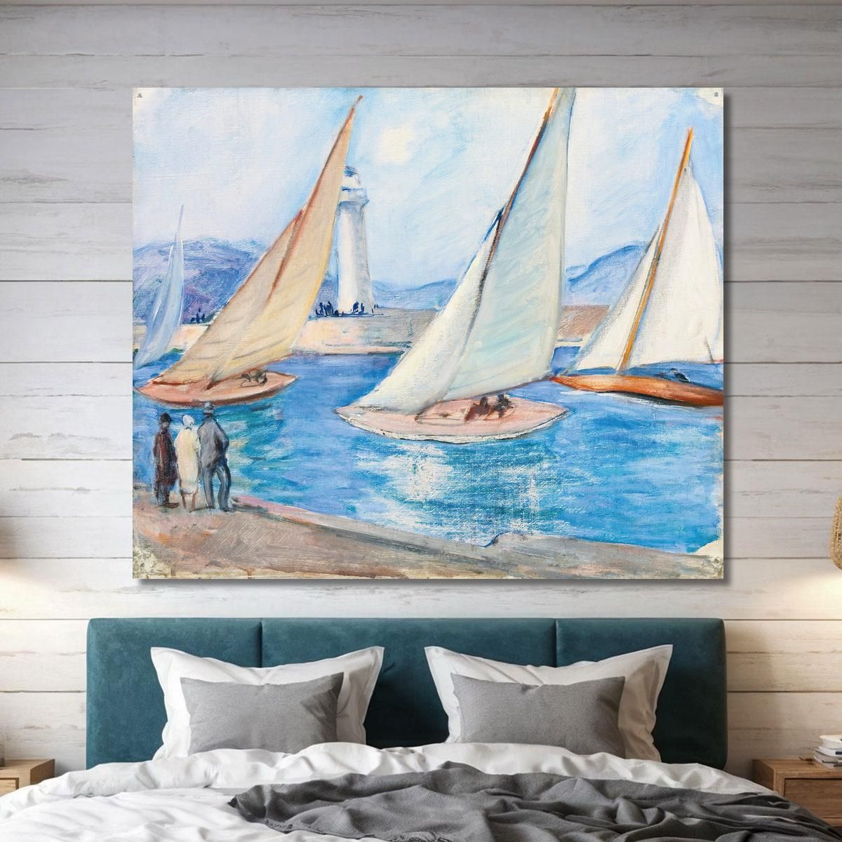 Departure Of Regattas In The South Of St. Tropez Henri Lebasque hlb9 canvas print 