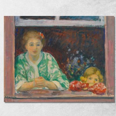 Woman And Little Girl At The Window Henri Lebasque hlb14 canvas print 