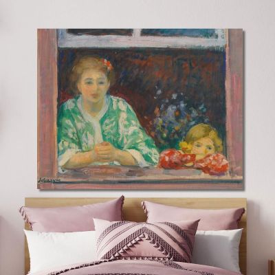 Woman And Little Girl At The Window Henri Lebasque hlb14 canvas print 