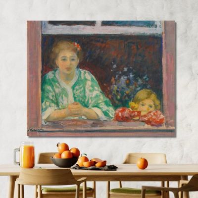 Woman And Little Girl At The Window Henri Lebasque hlb14 canvas print 