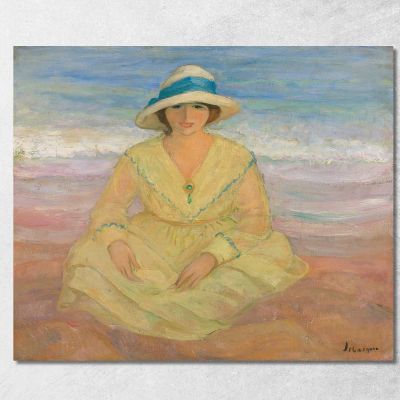 Young Girl Sitting On The Beach Henri Lebasque hlb19 canvas print 