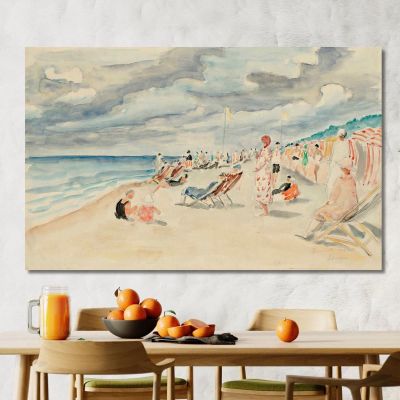 Deauville Beach Henri Lebasque hlb27 canvas print 