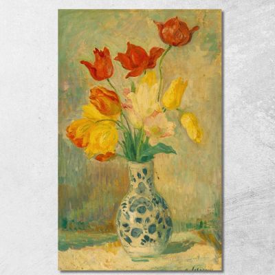 Tulips In A Delftware Vase Henri Lebasque hlb70 canvas print 