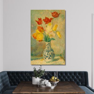 Tulips In A Delftware Vase Henri Lebasque hlb70 canvas print 