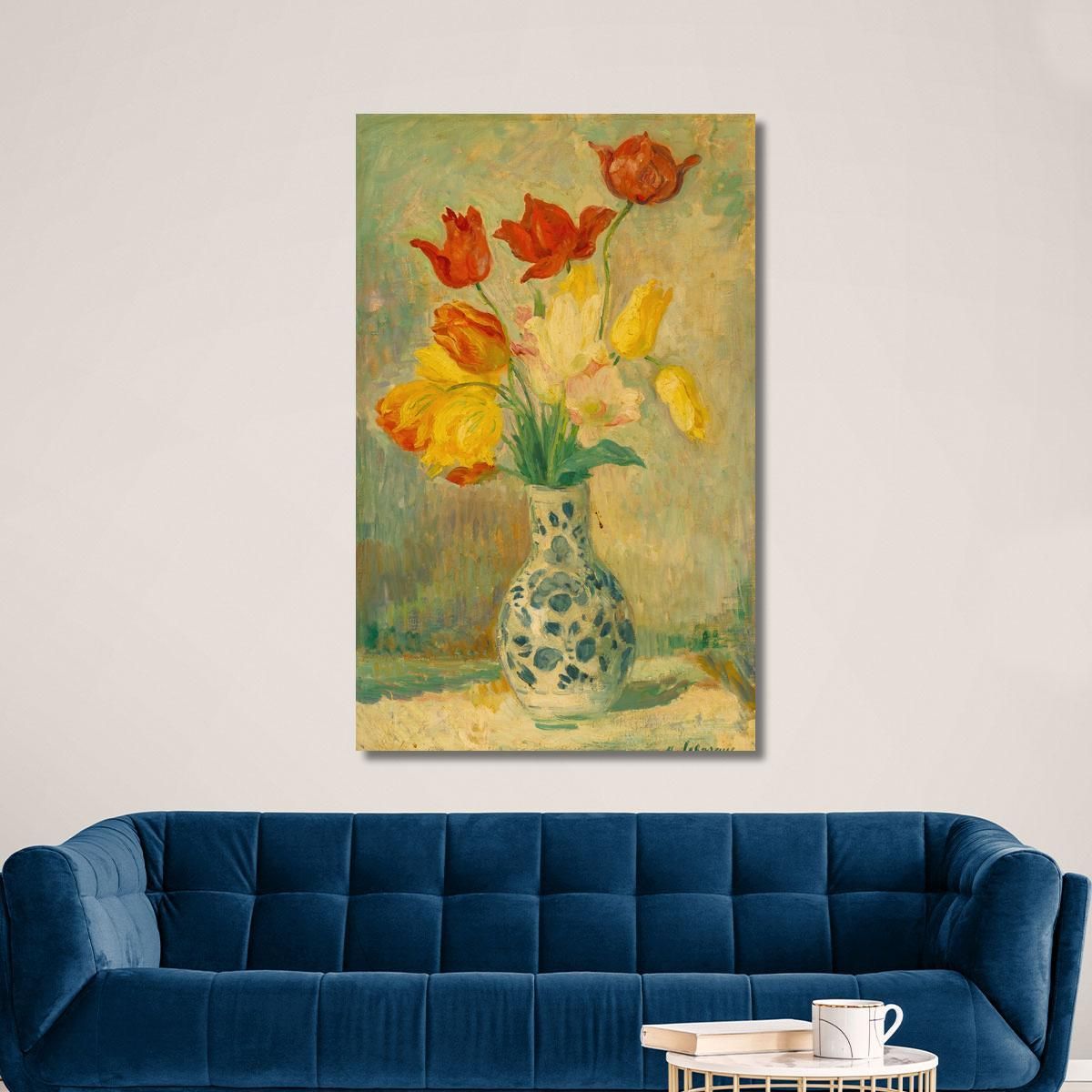 Tulips In A Delftware Vase Henri Lebasque hlb70 canvas print 
