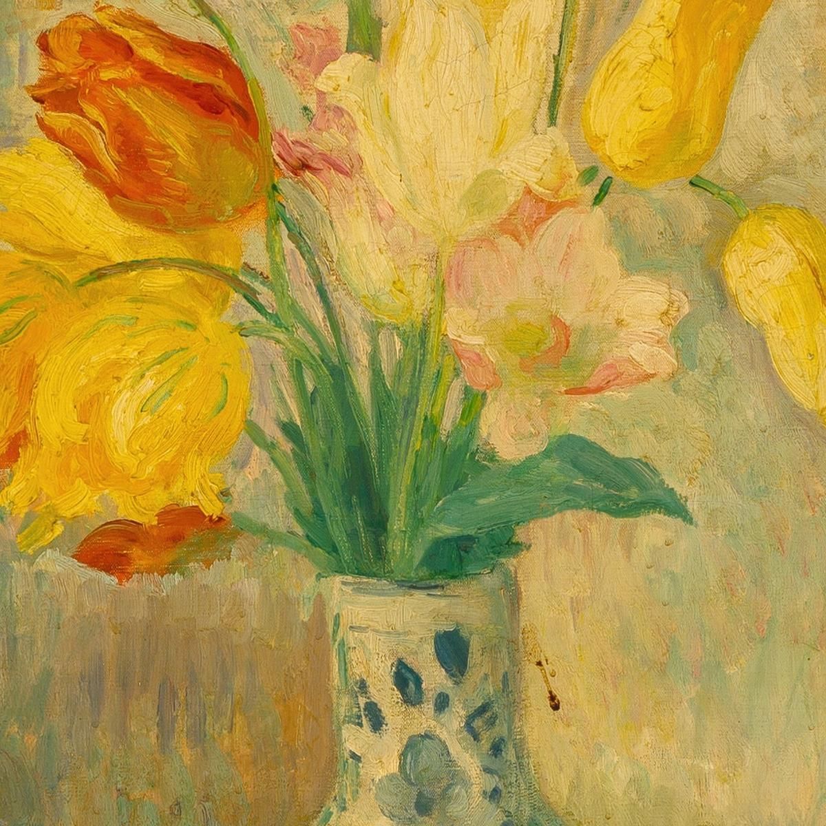 Tulips In A Delftware Vase Henri Lebasque hlb70 canvas print