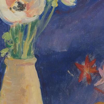 Vase Of Anemones On A Blue Background Henri Lebasque hlb71 canvas print