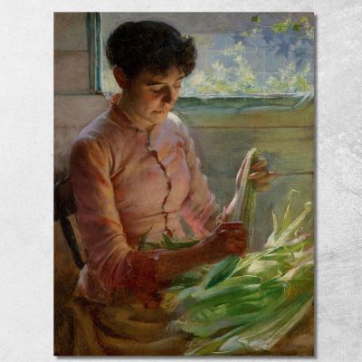 Shucking Corn Charles Courtney Curran ccc23 canvas print