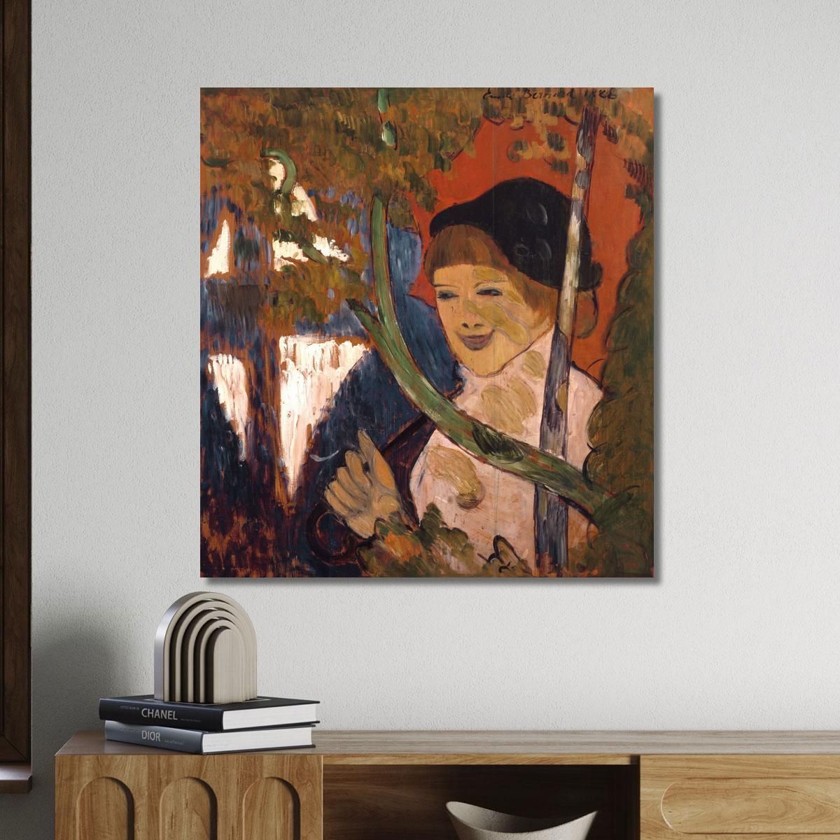 Breton Girl With A Red Umbrella Emile Bernard ebr6 canvas print 