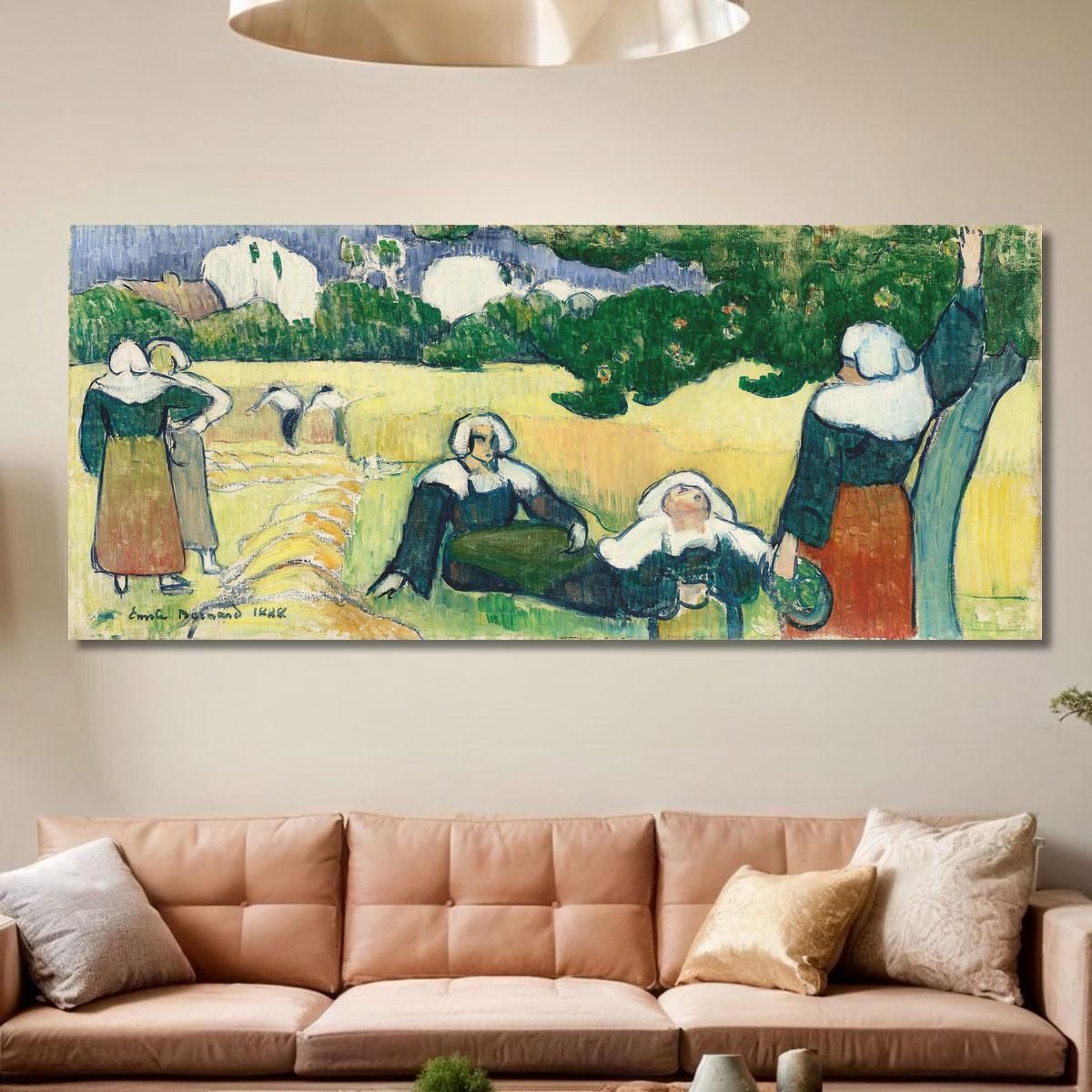 Breton Women In A Field Or Harvest Emile Bernard ebr10 canvas print 