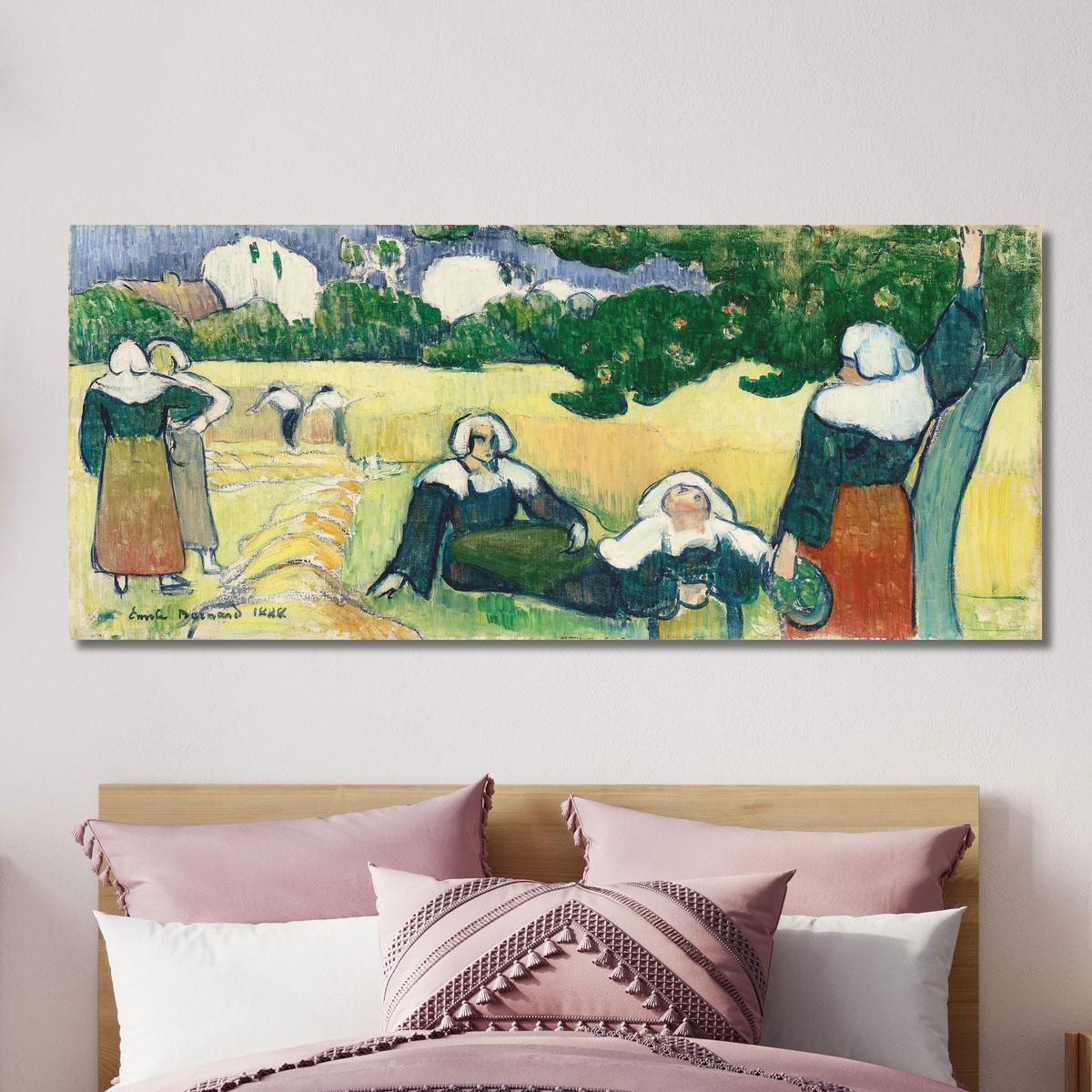 Breton Women In A Field Or Harvest Emile Bernard ebr10 canvas print 