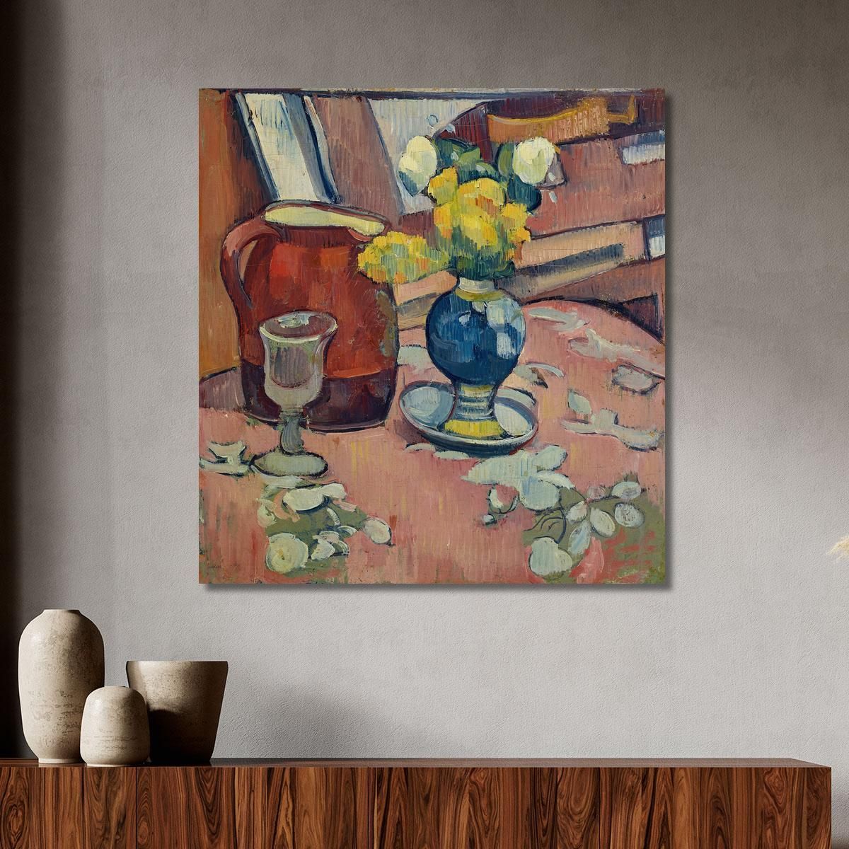 Still Life Flower Vase Pitcher And Glass Emile Bernard ebr26 canvas print 