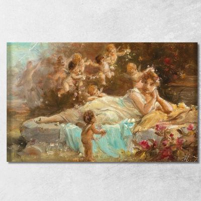 A Reclining Young Lady With Putti Hans Zatzka hzt6 canvas print 