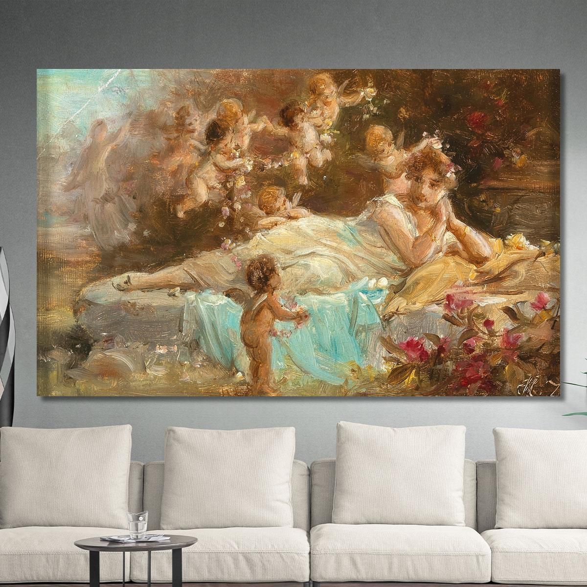 A Reclining Young Lady With Putti Hans Zatzka hzt6 canvas print 