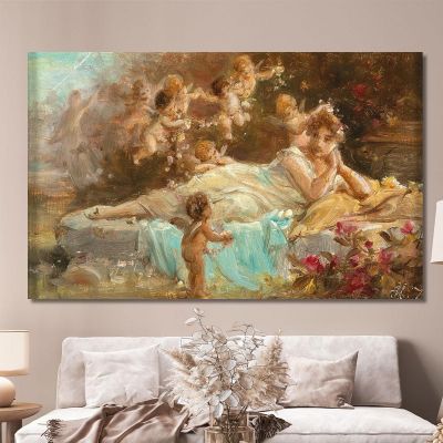 A Reclining Young Lady With Putti Hans Zatzka hzt6 canvas print 