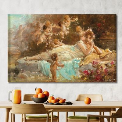 A Reclining Young Lady With Putti Hans Zatzka hzt6 canvas print 