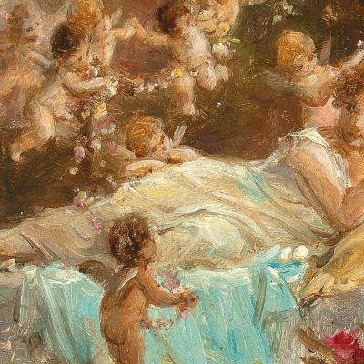 A Reclining Young Lady With Putti Hans Zatzka hzt6 canvas print