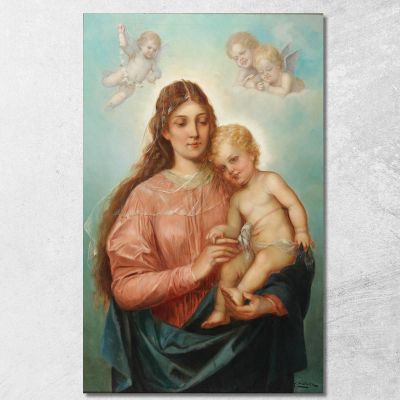 Madonna With Christ Child And Putti Hans Zatzka hzt34 canvas print 