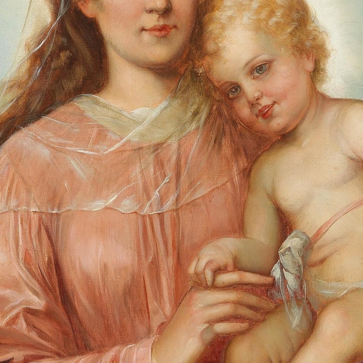 Madonna With Christ Child And Putti Hans Zatzka hzt34 canvas print