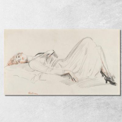 Young Woman Lying Down Paul César Helleu pch12 canvas print 