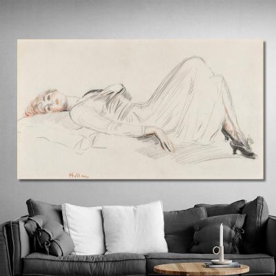 Young Woman Lying Down Paul César Helleu pch12 canvas print 