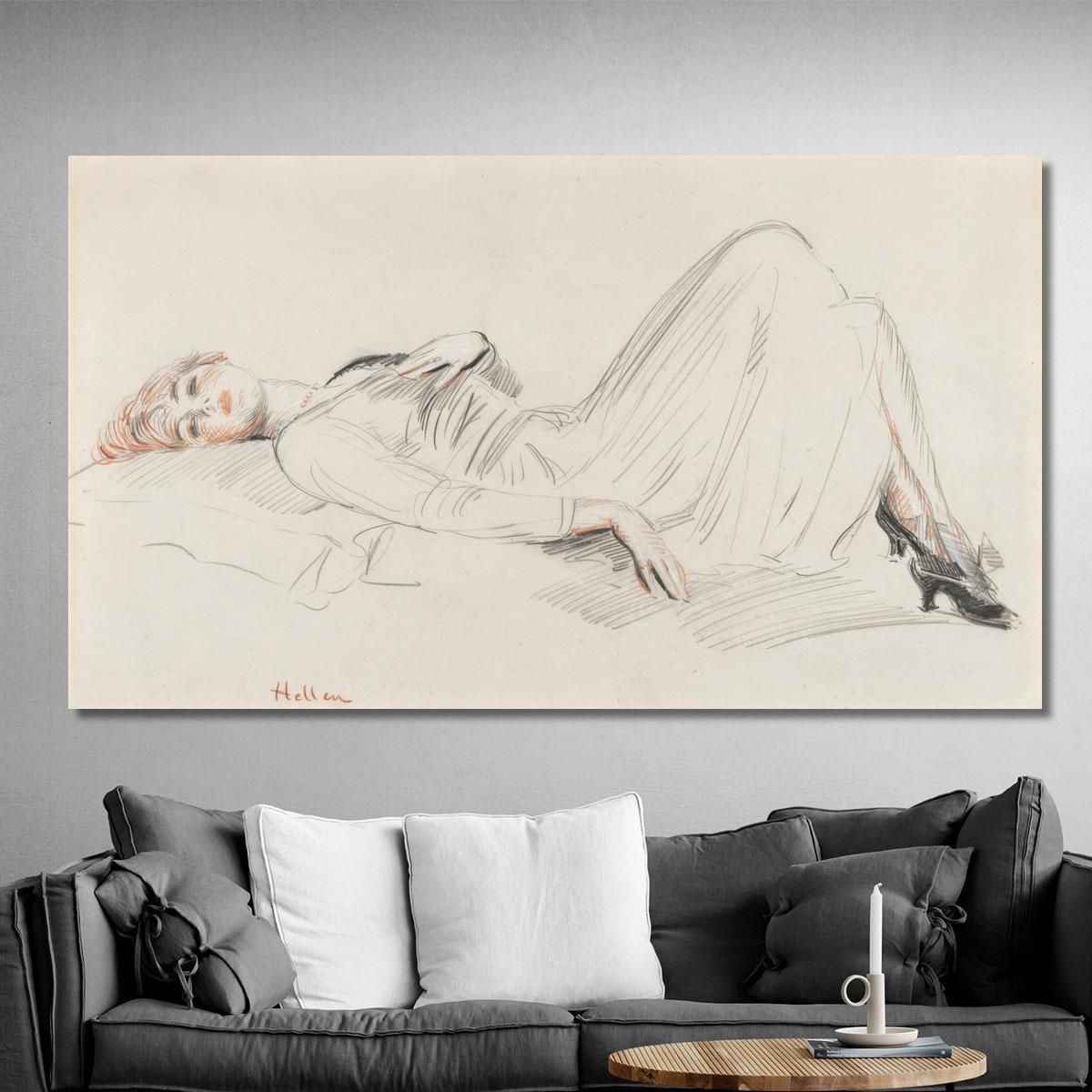 Young Woman Lying Down Paul César Helleu pch12 canvas print 