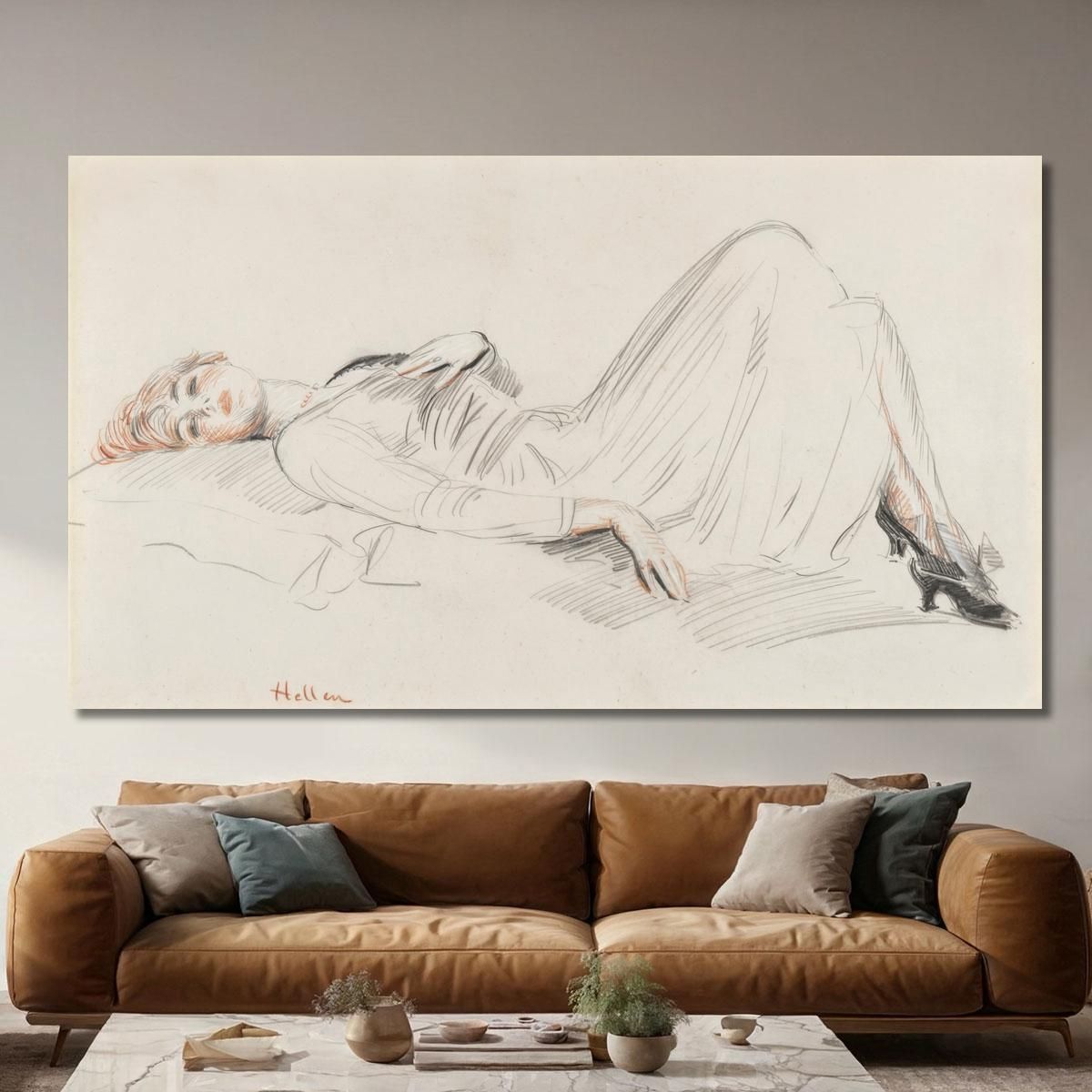 Young Woman Lying Down Paul César Helleu pch12 canvas print 