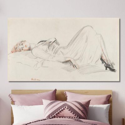 Young Woman Lying Down Paul César Helleu pch12 canvas print 