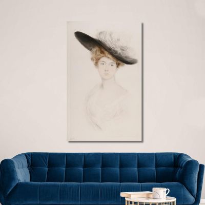 Portrait Of A Woman With A Hat 2 Paul César Helleu pch32 canvas print 