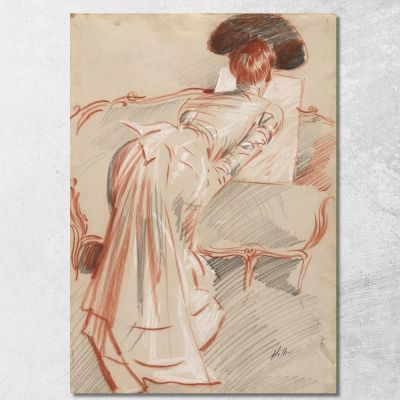 Woman Possibly Madame Alice Hellu Looking At A Drawing Paul César Helleu pch57 canvas print 
