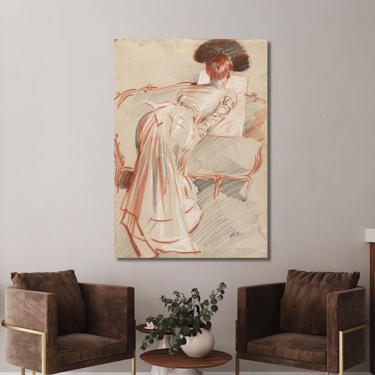 Woman Possibly Madame Alice Hellu Looking At A Drawing Paul César Helleu pch57 canvas print 